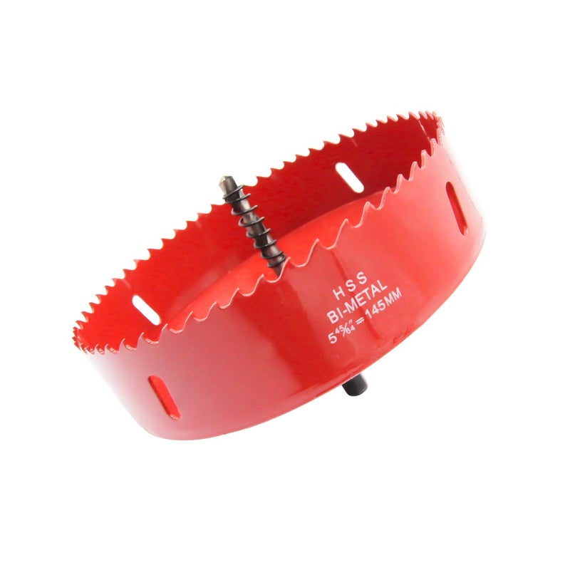 Laiwei Hole Saw Drill Bit LAIWEI HSS Hole Cutter with Arbor for Wood,PVC Board and Plasterboard(5-3/4"(145mm Hole Saw)) - Image 1